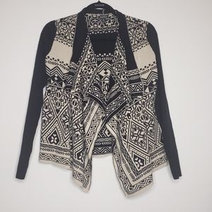 Lucky brand black tan cardigan in size medium